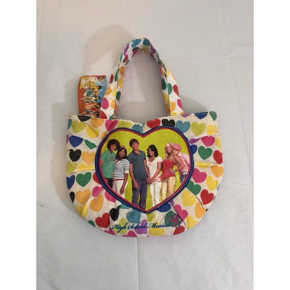 Disney Handbags - Disney High School Musical Heart Print Canvas Tote Purse Bag Y2K Movie Cast Rare